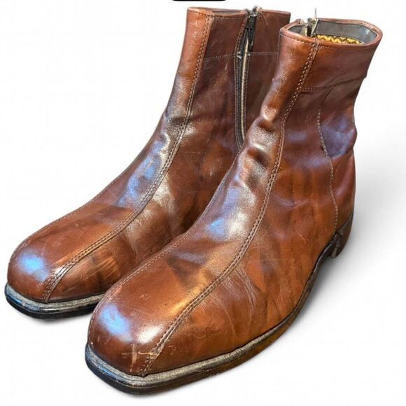 Vintage Thorogood American Heritage Safety Toe Boots Brown Leather Mens 11E USA